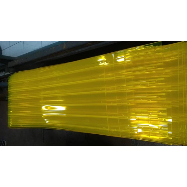 PVC STRIP CURTAIN RIBBED DOUBLE YELLOW