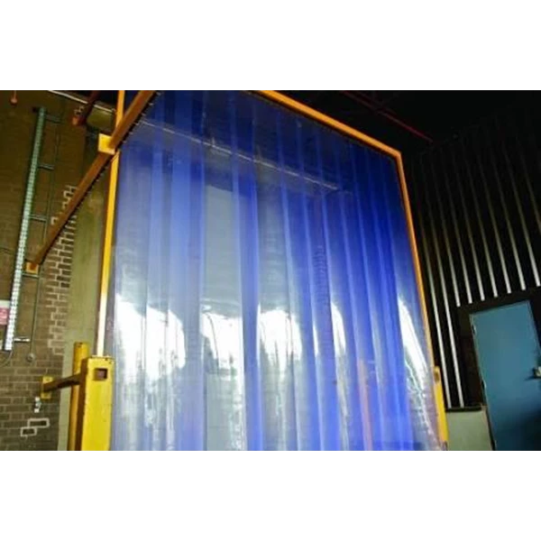 Tirai PVC Strips Curtain Blue Clear